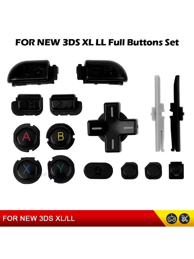 Nintendo Ersatzteil-Set für New 3DS XL LL in Schwarz mit ABXY-Tasten, D-Pad, LR, ZL, ZR und Home-Taste - Bild 4