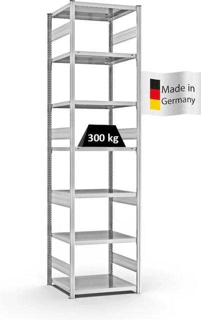 PROREGAL Fachbodenregal Stecksystem T-Profil Heavy-Duty Grundregal, 7 Ebenen, Lichtgrau, H x B x T: 300 x 75 x 60 cm - Bild 1