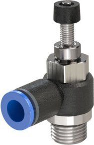 Riegler Drosselrückschlagventil Blaue Serie Abluftdrossel G1/8 15bar Durchmesser 10mm - Bild 1