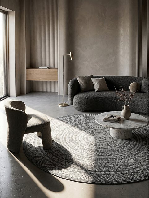 Flachgewebe-Teppich Kadima Design aus Polypropylen in Anthrazit, B/B: 160 x 160 cm - Bild 1