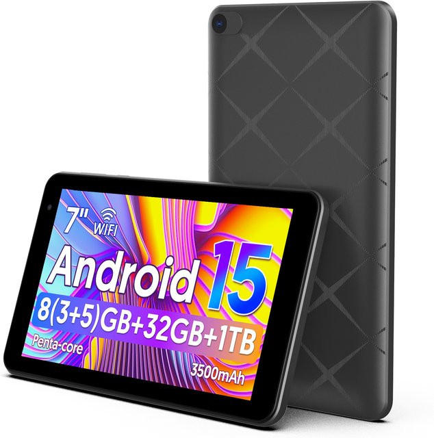 BAKEN 7-Zoll Android 15 Tablet in Schwarz mit 8GB RAM, 32GB Speicher, HD IPS Display, WLAN und Bluetooth - Bild 1