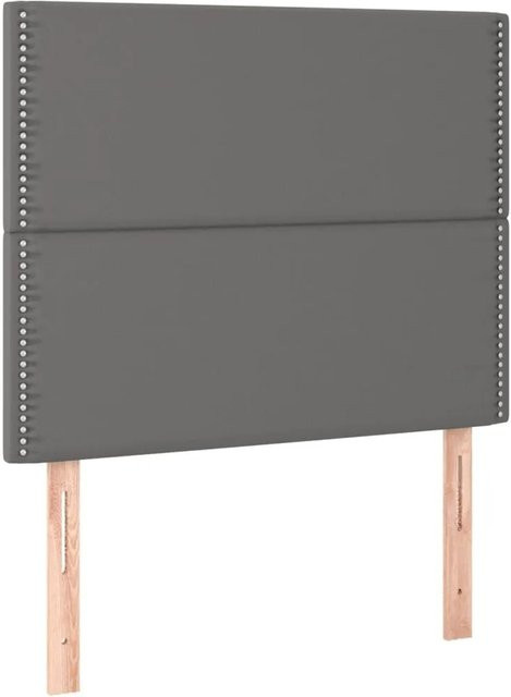vidaXL LED Kopfteil Grau aus Kunstleder mit USB-Ladeport, Breite: 100 cm, Tiefe: 5 cm, Höhe: 118-128 cm - Bild 1