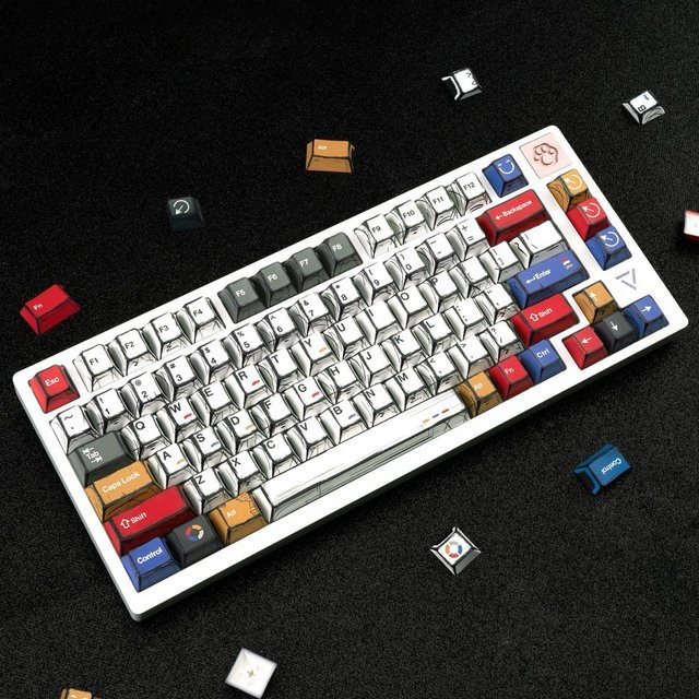 2027 OEM Comic Mixed Lights Englische Tastenkappen aus PBT mit 5-seitigem Sublimationsdruck im Cherry-Profil für MX-Schalter, Mehrfarbig - Bild 1