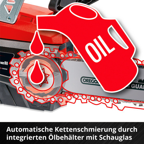 Einhell Akku-Kettensäge GE-LC 18 Li Kit Power X-Change in Rot/Schwarz mit 3,0 Ah Akku, Ladegerät und Ersatzakku - Bild 4
