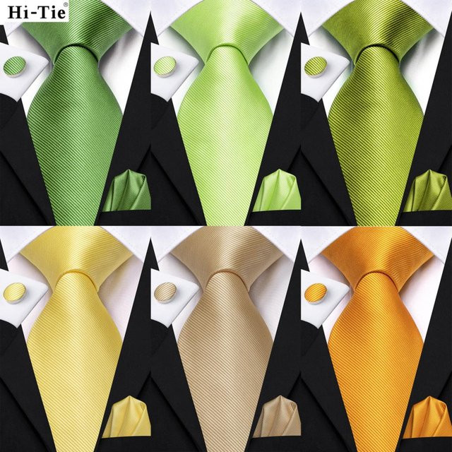 Hi-Tie Krawatte, Taschentuch, Manschettenknöpfe, Seide, Herren - Bild 1