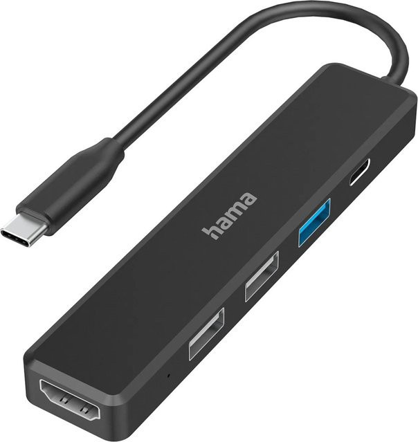 Hama USB-C-Hub Multiport in Schwarz mit 3 x USB-A, 1 x USB-C und HDMI für 4K UHD - Bild 1