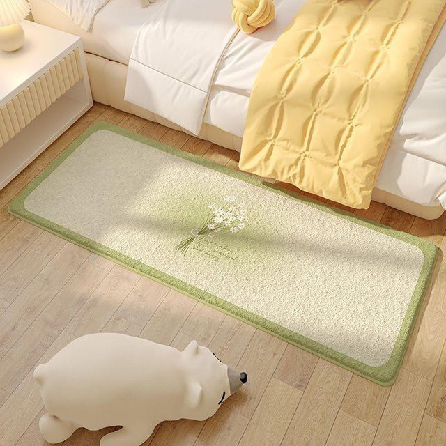 Rutschfester Teppich aus Imitations-Kaschmir in Grün, weiche Bodenmatte für Schlafzimmer und Kinderzimmer, B/T: 60 x 40 cm - Bild 1