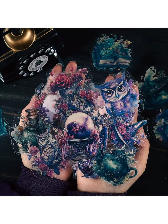 20 Blatt Gothic-Aufkleber mit geheimnisvollen Mustern in Schwarz und Multicolour für deine DIY-Bastelarbeiten und Journaling-Projekte - Bild 2