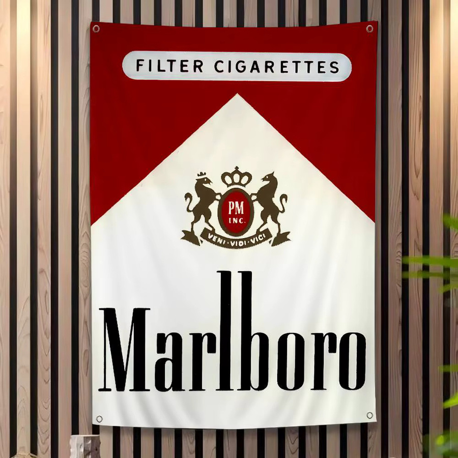 Potdemiel Retro Marken-Banner Marlboro im Vintage-Stil, rot, Textil, 70 x 50 cm - Bild 3