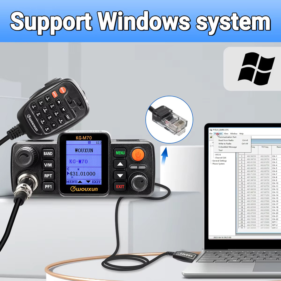 ABBREE USB-Programmierkabel in Schwarz für Wouxun KG-UV980 KG-UV950 KG-UV920 KG M70 Mobilfunkgeräte und Autoradios - Bild 2