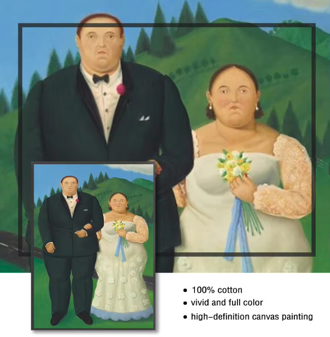 Abstraktes Leinwandgemälde von Fernando Botero als nordische Wandkunst mit einer Cartoon-Tänzerin in Mehrfarben - Bild 2