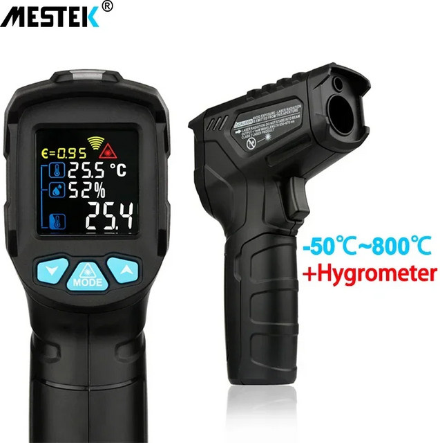 Mestek IR02C Infrarot-Thermometer, berührungloses digitales Laser-Temperaturmessgerät in Schwarz - Bild 1