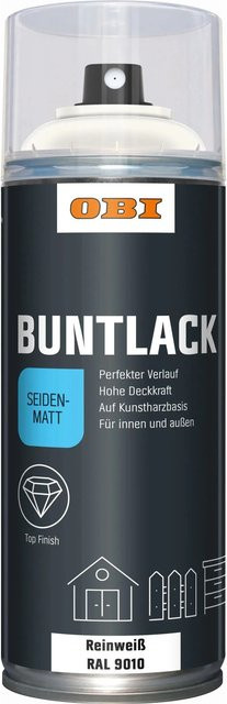 OBI Buntlack Spray RAL 9010 Reinweiß seidenmatt 400 ml - Bild 1