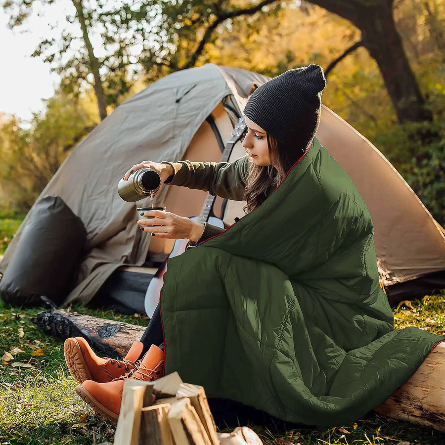 KOTUDENAVY Daunen-Campingdecke für Erwachsene, faltbar und leicht, Schwarz/Grün - Bild 3