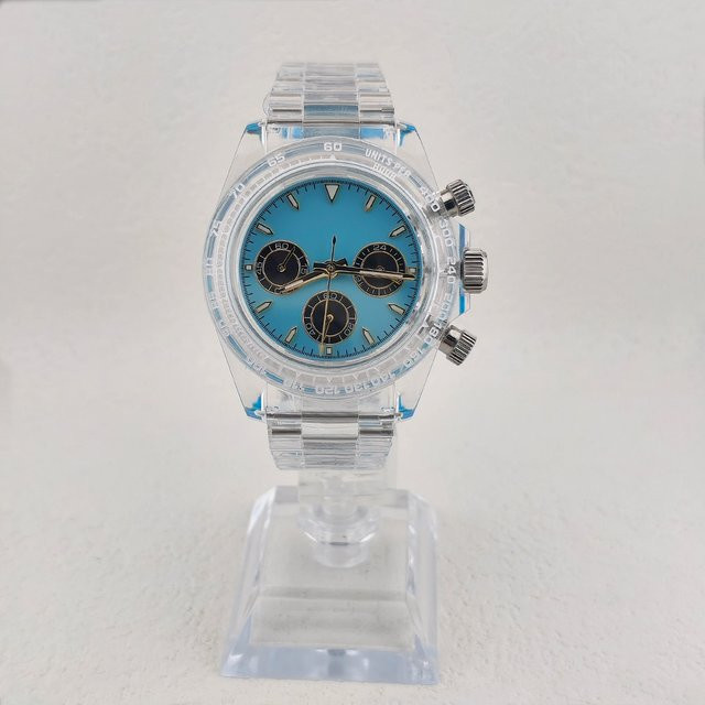 OUMASHI Chronograph, Herren, Kunststoff, 39,5 mm, Kautschuk, Blau - Bild 1