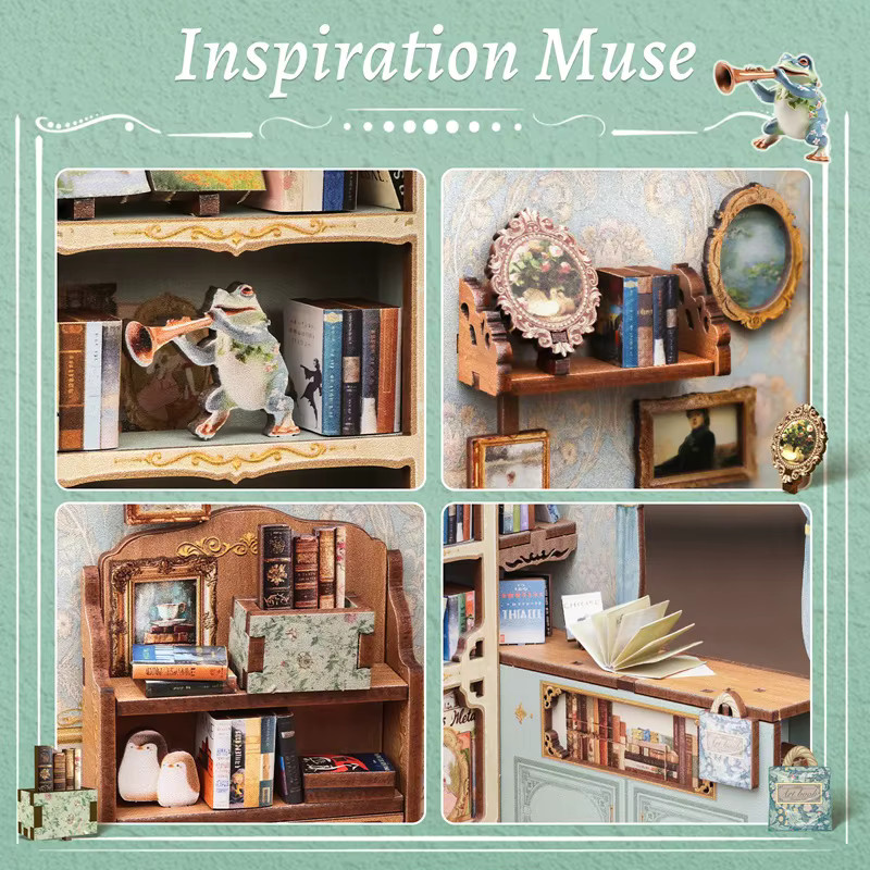 CUTEBEE Muse Bookstore Book Nook Kit, 3D Puzzle, Holz - Bild 4