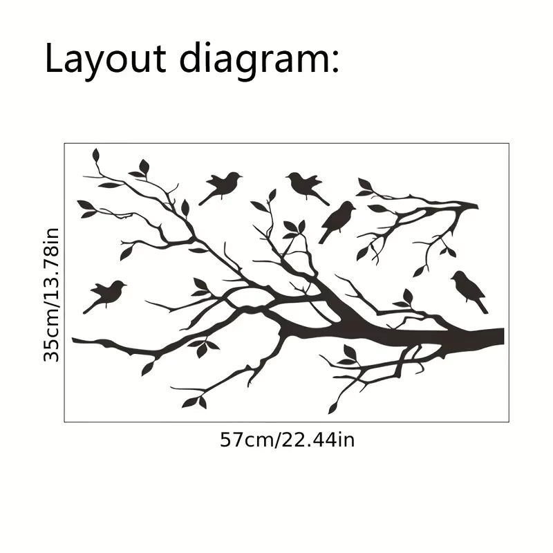 Wandaufkleber Ast und Vogel Silhouette in Schwarz aus wasserfestem Vinyl für minimalistische Wanddekoration - Bild 3