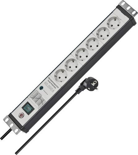 Brennenstuhl Premium-Line 6-fach Steckdosenleiste mit Überspannungsschutz im 19 Zoll Format aus Aluminium in Schwarz und Grau - Bild 1