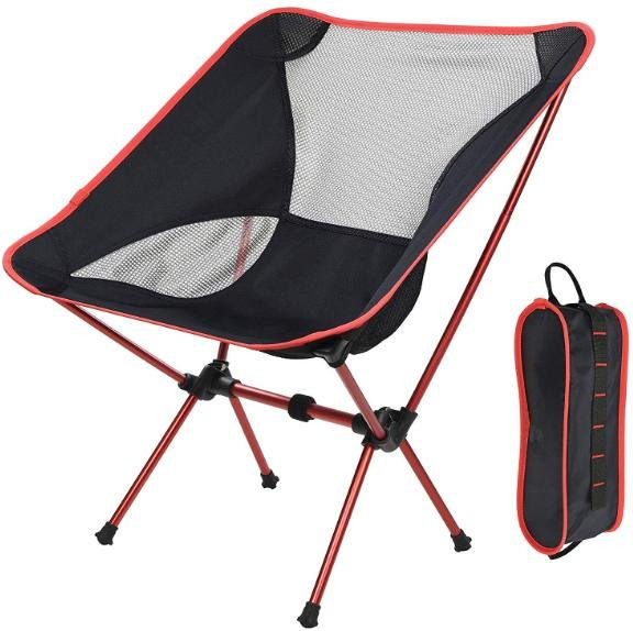 Binchi Keji Travel Klappbarer Campingstuhl aus Aluminium und Textilene in Orange, B/T/H: 66 x 31 x 36 cm - Bild 1