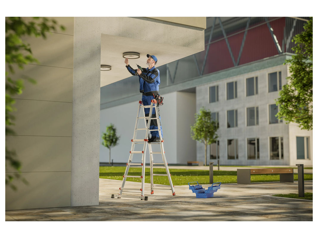 Hailo M80 Aluminium-Multifunktionsleiter in Silber und Rot mit 4x5 Sprossen und einer maximalen Arbeitshöhe von 5,70 m - Bild 2