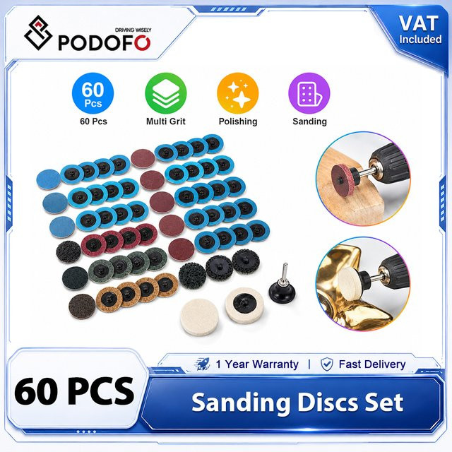 Podofo 60-teiliges Schnellwechsel-Schleifscheiben-Set mit Halter für Winkelschleifer zur Rost- und Farbentfernung aus Nylonfaser - Bild 1