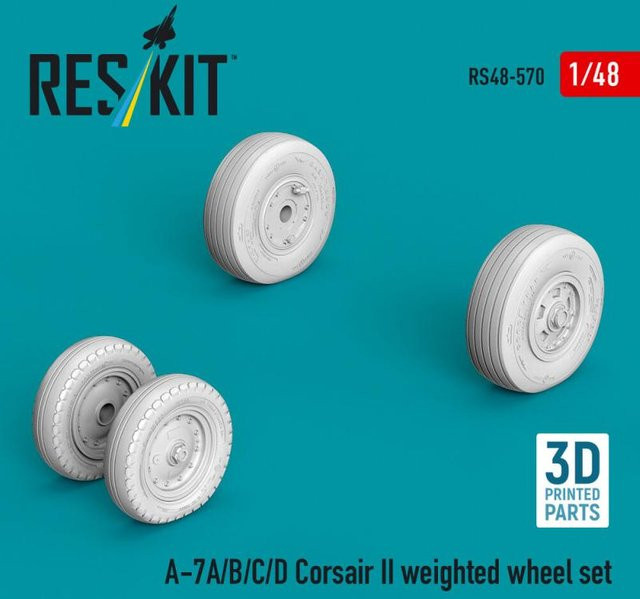 ResKit Models A-7A/B/C/D Corsair II, Weighted wheel set, 3D Printed - Bild 1