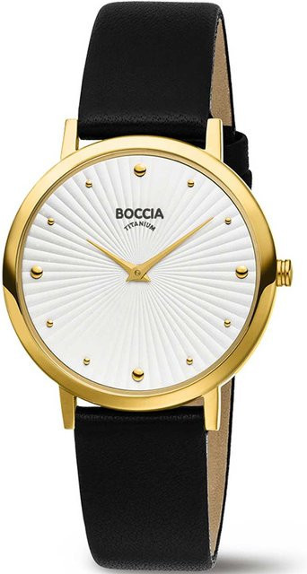 Boccia Damenuhr, Titan, Quarz, 34 mm, Leder, Weiß, 5 ATM - Bild 1