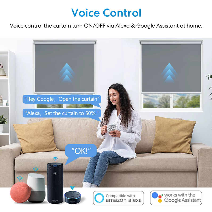 LoraTap ZigBee Rollladen und Vorhang Schalter mit Tuya Smart Life App Steuerung, US-Version, Weiß, kompatibel mit Google Assistent und Alexa, mit Prozent- und Timerfunktion - Bild 3