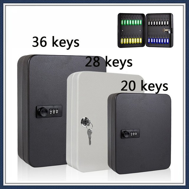 Schlüssel Safe Passwort Organizer Box zur sicheren Aufbewahrung von Autoschlüsseln für Home Office und Betrieb in Schwarz oder Weiß, B/T/H: 32,0 x 20,0 x 7,5 cm - Bild 1