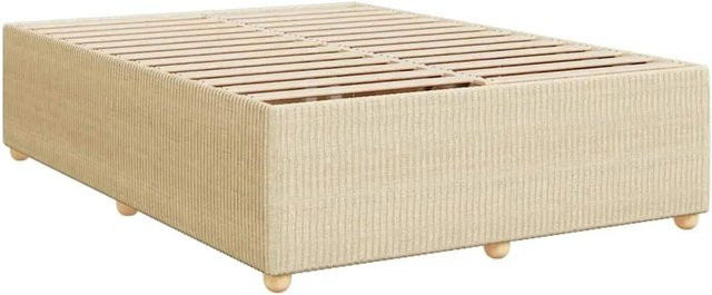 vidaXL Bettgestell mit Stoffbezug aus Polyestergewebe in Creme, B/T: 140 x 190 cm - Bild 1