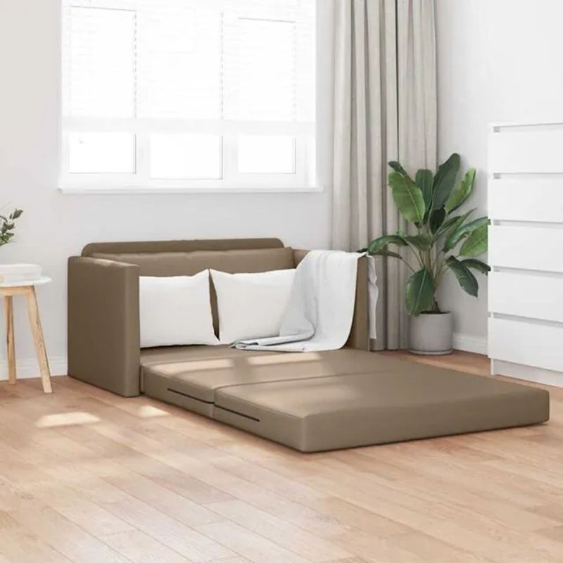 Schlafsofa vidaXL in Braun aus Kunstleder mit Metallgestell, Modern und Minimalistisch, B/T/H: 124 x 71 x 78 cm - Bild 1