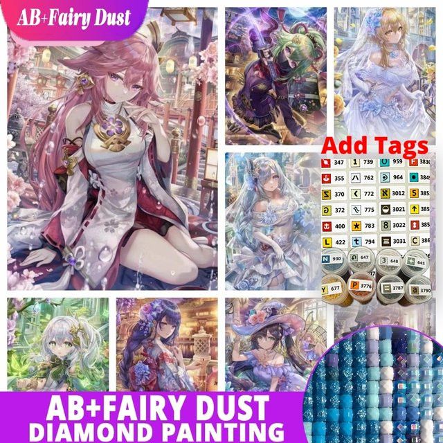 Genshin Impact Keqing DIY Diamantmalerei Set mit 5D Mosaik Stickerei und bunten Strasssteinen für deine Home Decor Gestaltung - Bild 1