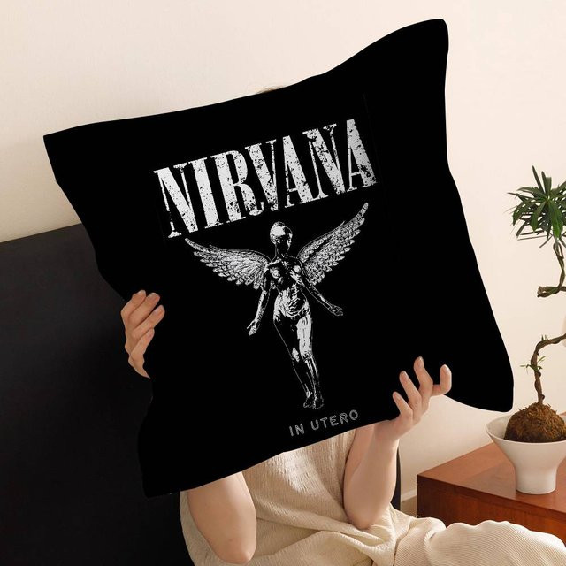 JMG Clothing Anime Kissenbezug Nirvana Band Magazin Klassisch in Schwarz, B/B/H: 45 x 45 x 45 cm - Bild 1
