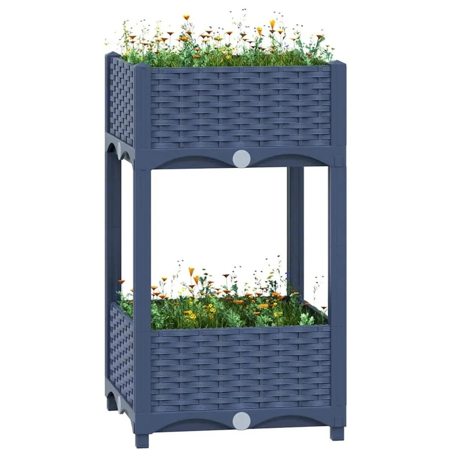 Furnicato Hochbeet aus Polypropylen in Blaugrau, B/T/H: 40 x 40 x 71 cm - Bild 2