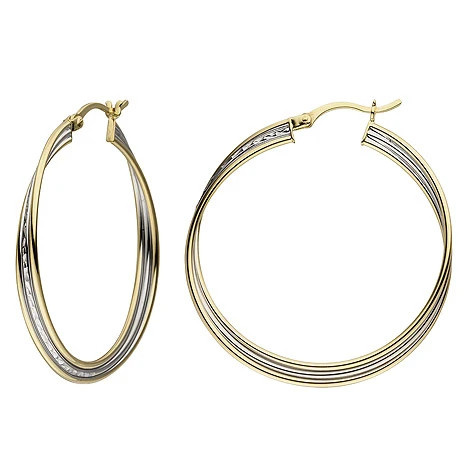 Colfem Creolen 925 Silber, bicolor vergoldet, Unisex - Bild 1