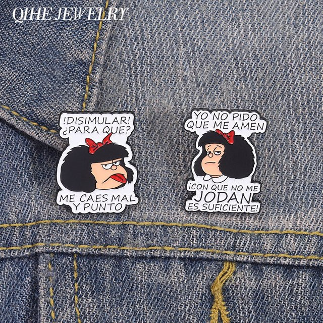 QIHE JEWELRY Brosche, Emaille, Cartoon Comic Girl, Unisex - Bild 1
