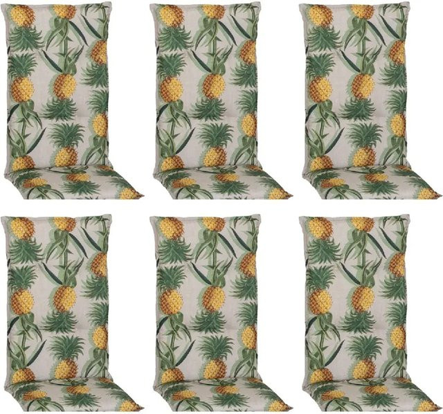 Beo Sitzauflage Hochlehner Treffelstein 6er-Set Ananas-Motiv in Hellgrau - Bild 1