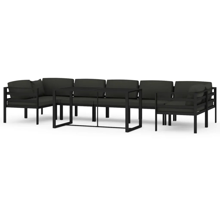 vidaXL 8-tlg Garten-Lounge-Set Modell 8 aus Aluminium in Anthrazit mit Polsterkissen und Couchtisch - Bild 2