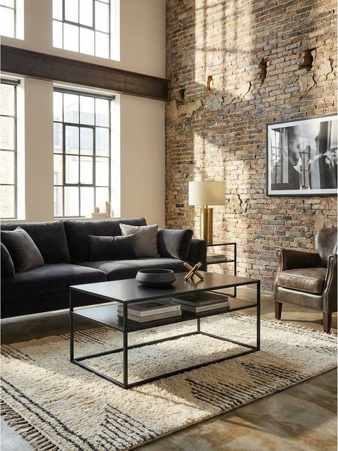 KADIMA DESIGN Couchtisch Industrial Style aus Metall in Schwarz Matt B/T/H: 100 x 60 x 45 cm - Bild 1