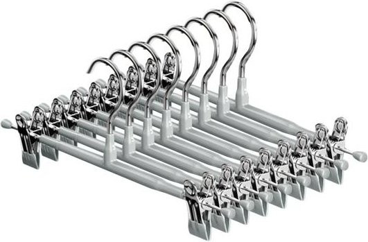 Dongfang HOME Set mit 8 stabilen Hosenbügeln aus verchromtem Metall mit rutschfestem Gummibeschichtung in Grau - Bild 1