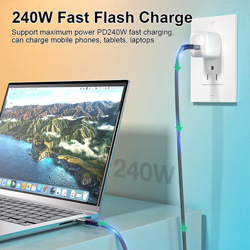 MeeGoo USB Typ C Schnellladekabel 240 W in Schwarz für Samsung, iPhone, Xiaomi und iPad - Bild 4
