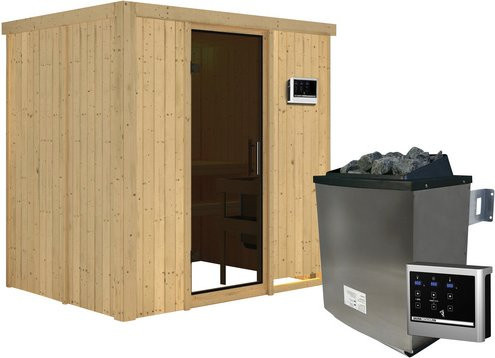 Karibu Sauna Kothla für 3 Personen mit 9 kW Saunaofen und externer Steuerung, beige - Bild 1