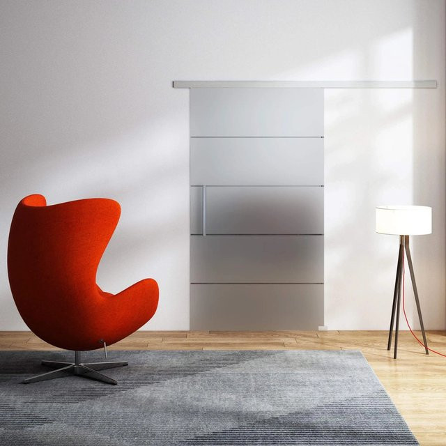 Dorma Glasschiebetür 4-Streifen Komplettset in Silber und Transparent mit Griffstange, B/H: 102,5 x 205,0 cm - Bild 1