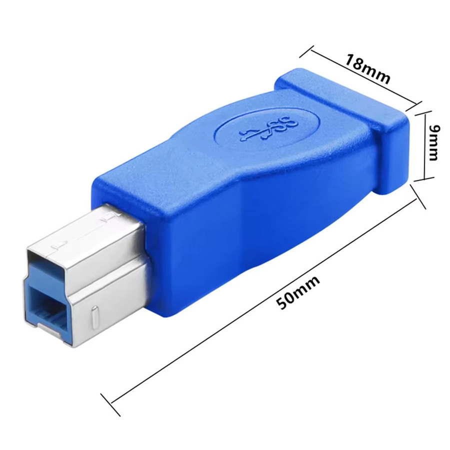 OULLX USB Typ C auf USB 3.0 B Datenübertragungsadapter Konverter in Schwarz und Blau für Drucker, Scanner und externe Festplatten - Bild 2