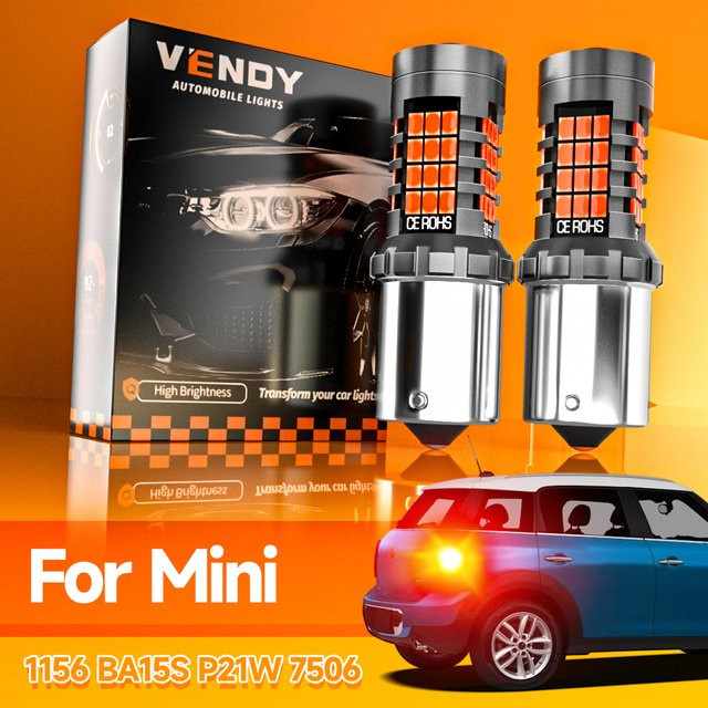 2 Stück LED Bremslicht Lampen P21W BA15S 1156 Canbus Fehlerfrei für Mini Cooper F55 F56 R56 R55 Cabrio F57 R60 R58 R61 R59 - Bild 1