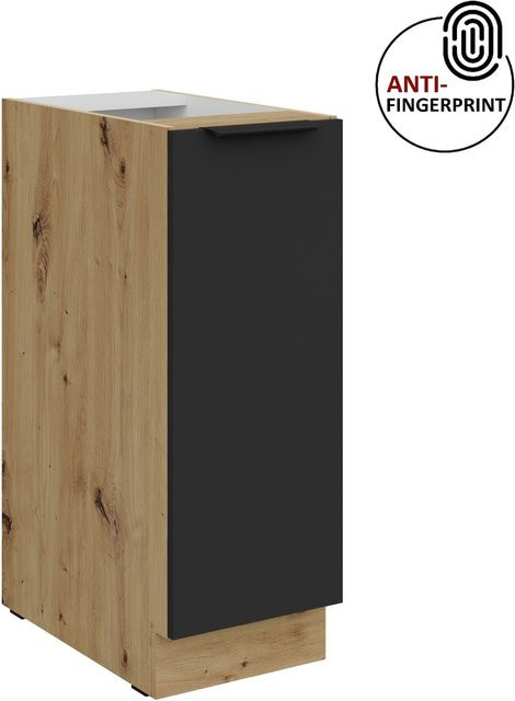 Küchen Unterschrank Schrankauszug ARIA Schwarz matt Anti Fingerprint - Bild 1