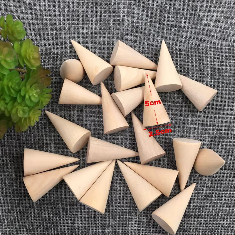 WFLUTTER 10er Set Holz-Schmuckständer Fingerkegel in Braun als Ringhalter und Schmuckorganizer für den Tisch - Bild 2