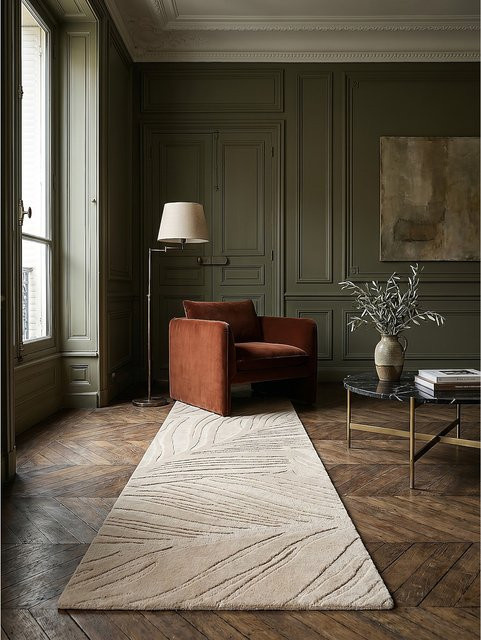 Wollläufer Kadima Design in Beige mit Blattrelief, B/T: 60 x 230 cm - Bild 1