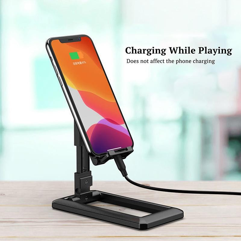 Faltbarer Tablet- und Handy-Desktop-Ständer für iPad, iPhone und Samsung in Schwarz - Bild 2