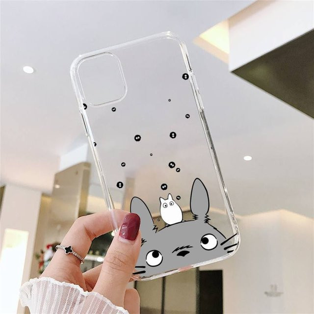 Transparente Handyhülle mit Ghibli Totoro und Sprite Away Motiv für Apple iPhone Modelle - Bild 1